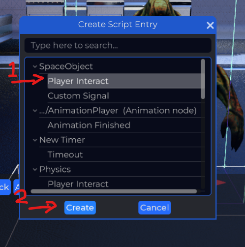 Create player interact script