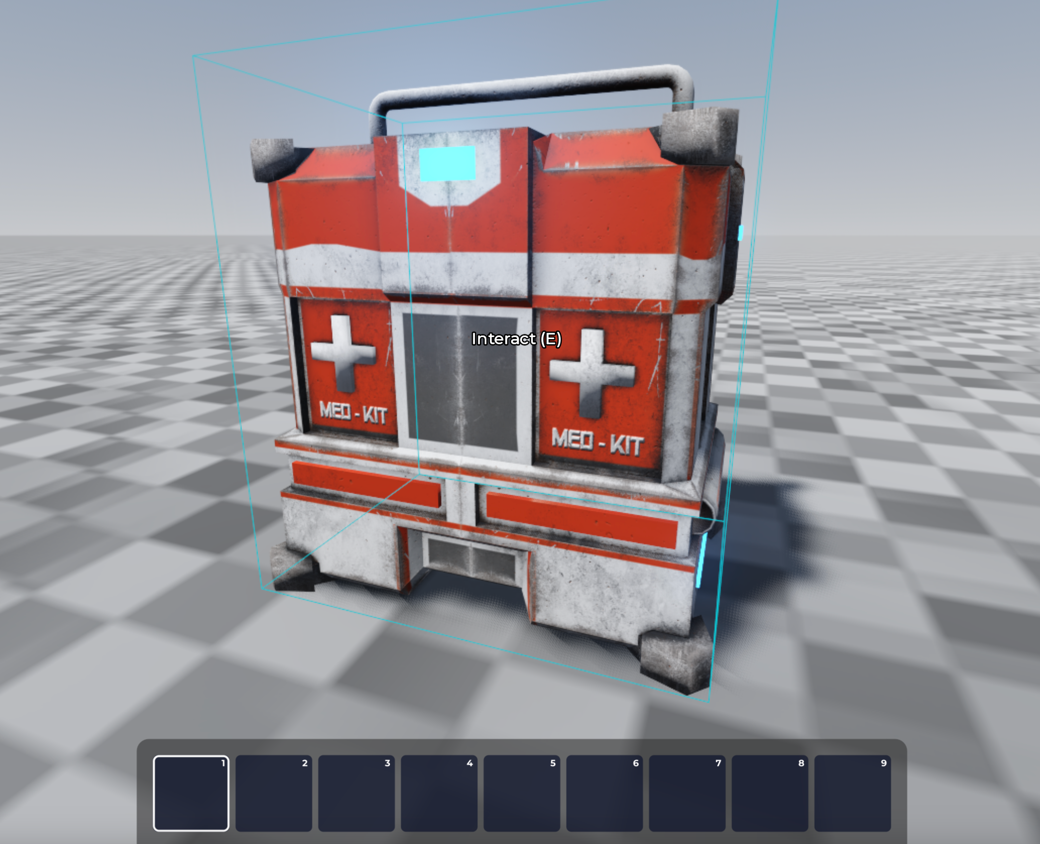 Interacting with the scripted medkit object